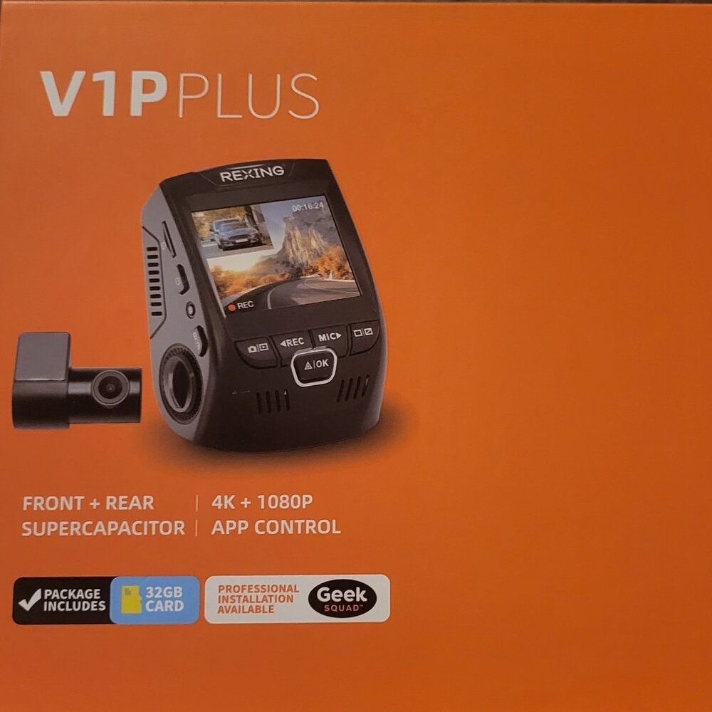 🎁GREAT GIFT🎁 NEW IN BOX REXING V1P 4K Dual Dash Cam 4K+1080p/Wi-Fi/Memory Card